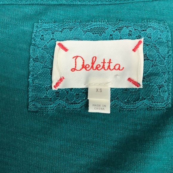 Anthropology Deletta Boho Bohemian Top Women XS Raw Edge Beaded Green Festival - Picture 4 of 9